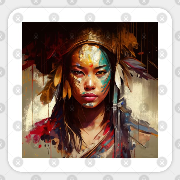 Powerful Asian Warrior Woman #3 Sticker by Chromatic Fusion Studio